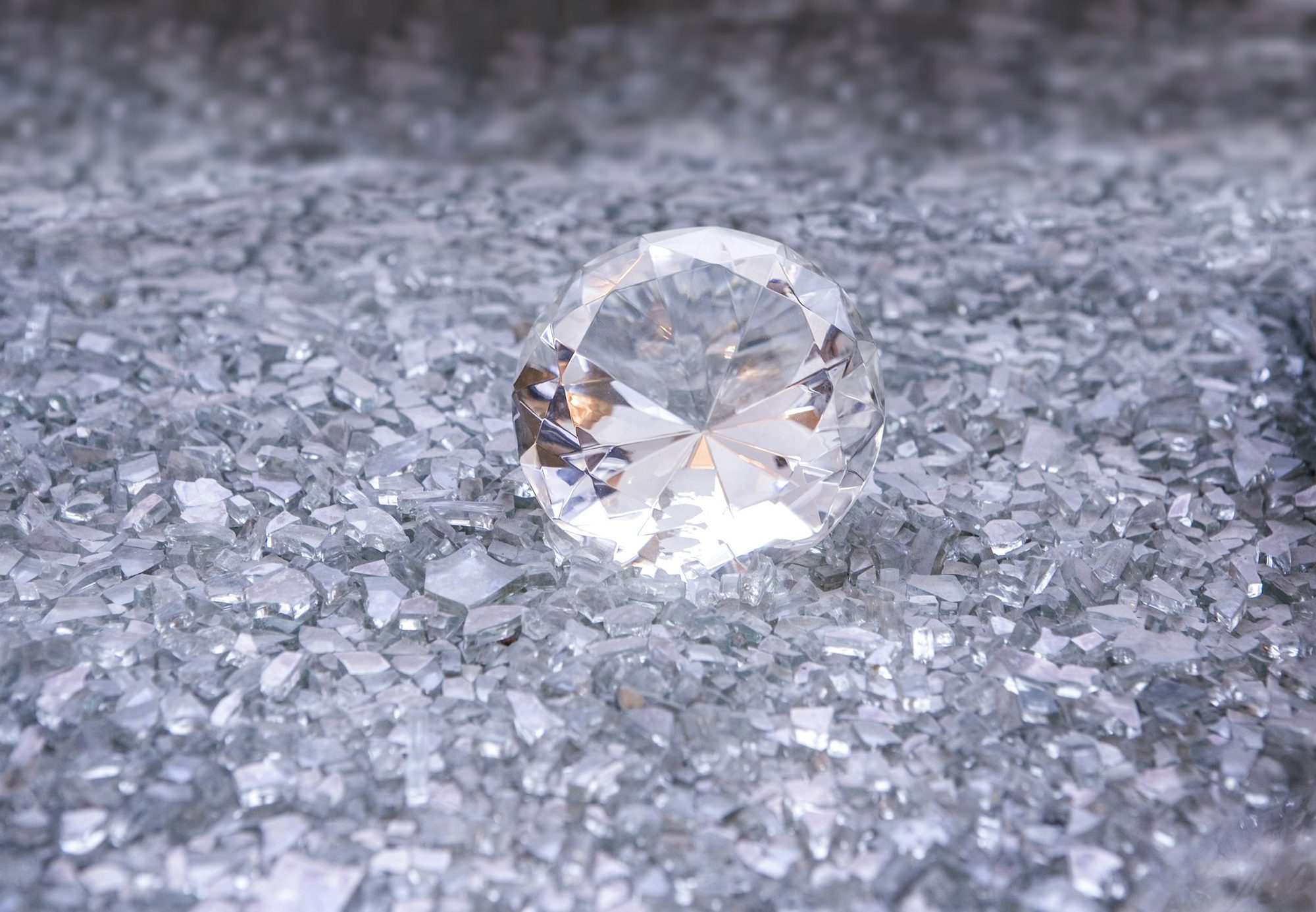 A rough diamond among gravel and host rock