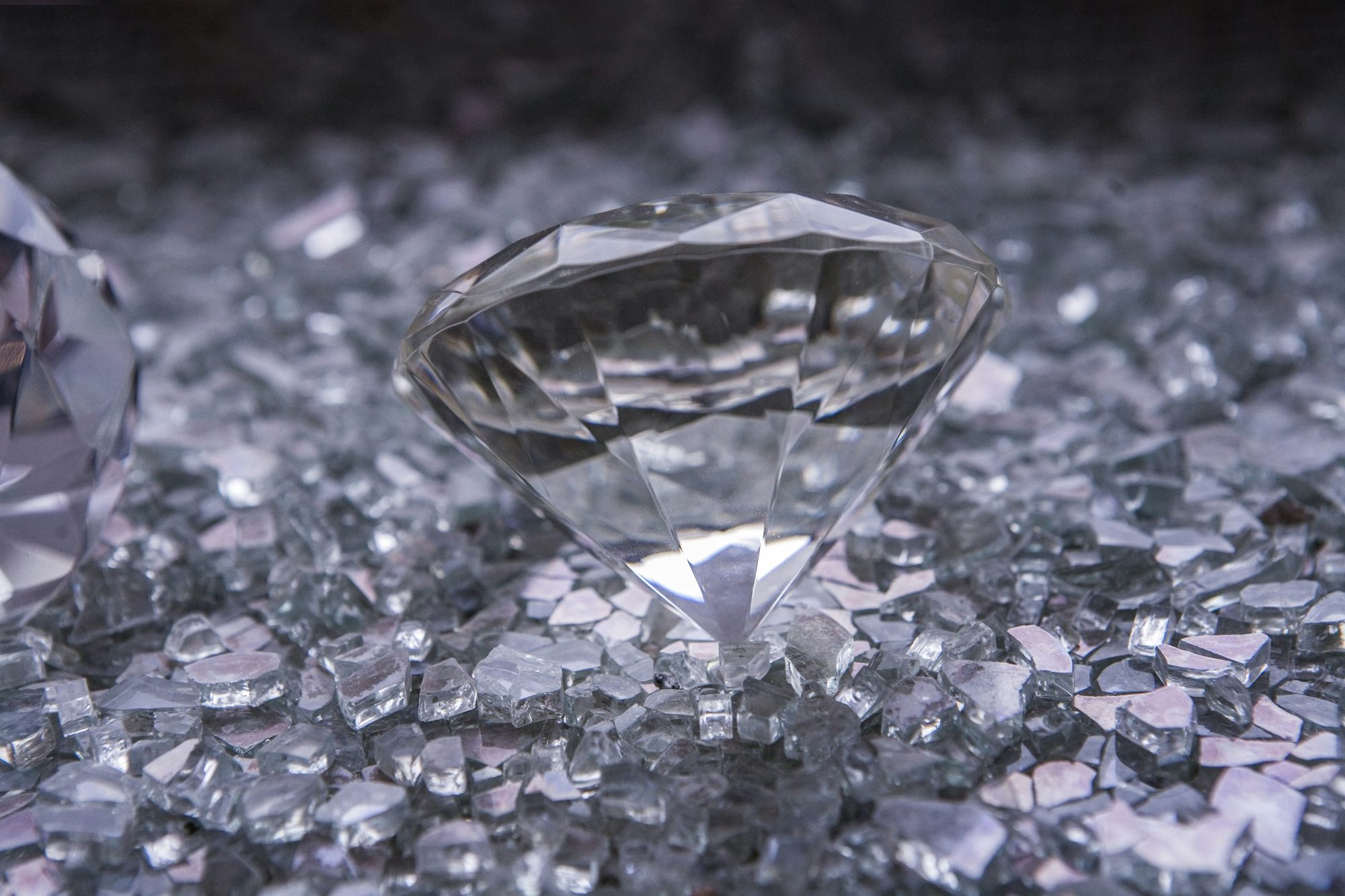 Diamonds arranged on a sorting surface